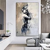 preiswerte Abstrakte Gemälde-handgemalte abstrakte Dame gerahmte Frau Malerei handgemalte Liebhaber Ölgemälde Dame Tänzerin Malerei Wand Kunst Frau Gesicht Leinwand Kunst gesichtslose Porträt Malerei Liebhaber Dekor Ölgemälde