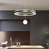 economico Luci a sospensione-lampada a sospensione a led 50 cm design circolare a 2 luci anello dimmerabile finiture verniciate in alluminio stile artistico nordico lampada a sospensione per soggiorno camera da letto 110-240 v