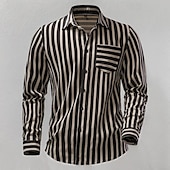 economico camicia da uomo con bottoni-Per uomo Camicia Camicia Estiva Camicia casual Camicia da Spiaggia Camicia con Bottoni Camicie a righe Kaki Verde militare Caffè Manica Lunga A righe Bavero Vacanza Camicia hawaiana Tasca