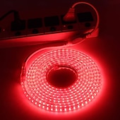 billige vanntette stripelys-led utendørs stripe lys ac220v vanntett ip67 lys stripe eu plug fleksibel tau lys 5050 60 led/m høy lysstyrke egnet for innendørs og utendørs kommersiell belysning dekorasjon inkludert installat