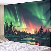 billige landskapsteppe-aurora nordlys hengende billedvev veggkunst stor billedvev veggmaleri dekor fotografi bakteppe teppe gardin hjem soverom stue dekorasjon
