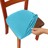 abordables Sr. y Sra. Boda-4 piezas/6 piezas de color sólido cepillado de alta elasticidad funda de silla simple suave y cómoda funda de asiento de silla a prueba de polvo y resistente a la suciedad adecuada para silla de