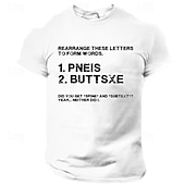 abordables T-shirt graphique pour hommes-Le T-shirt des hommes Réorganisez ces lettres pour former des mots T-shirt graphique à 100 % coton à manches courtes T-shirt graphique noir blanc vin confortable mode de vêtements