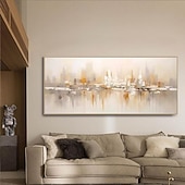 voordelige Olieverfschilderijen-goud abstract bergschilderij hand geschilderd op canvas getextureerd abstract olieverfschilderij handgemaakte muurkunst goudfolie boho muur decor helder schilderij grote moderne kunst pianting voor