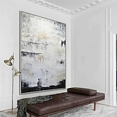 voordelige Olieverfschilderijen-minimalistisch abstract bergschilderij handgeschilderd extra groot landschap folie schilderij muur kunst grijs goud canvas schilderij op canvas grote muur kunst abstract schilderij voor woonkamer