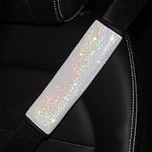 abordables Fundas de asiento para coche-fyautoper 1 Uds. Funda protectora para cinturón de seguridad de coche de cuero dorado con estrellas coloridas, 1 unidad