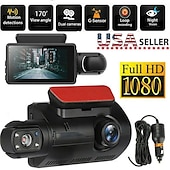 abordables DVR pour voiture-A68 1080p Nouveau design / HD / Surveillance à 360 ° DVR de voiture 150 Degrés Grand angle 3 pouce IPS Dash Cam avec Vision nocturne / G-Sensor / Détection de Mouvement 4 LED infrarouge Enregistreur