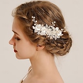 abordables Tocado para dama de honor-Peines de pelo Vestimenta de Cabeza Perla Artificial Legierung Boda cóctel Elegante Lujo Con Perlado Artificial Color Puro Celada Sombreros