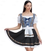 economico Dirndl-Carnevale Birra Oktoberfest Abiti Gonna a cerchio Tutu Bavarese Cameriera Tedesco Monaco di Baviera Prati Per donna Panno in stile tradizionale Vestito Grembiule Calzini