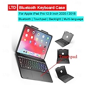 abordables Fundas iPad-funda para tableta con teclado para ipad pro12.9 (2018/2020) teclado bluetooth para tableta teclado bluetooth extraíble con panel táctil teclado retroiluminado colorido
