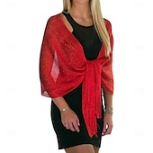 billige Sjal-Sjale Sjal til kvinner Glitter Glitrende Ermeløs Polyester Bryllup Wrap Med Dusk Til Bryllup Vår sommer