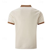 preiswerte Klassisches Poloshirt für Herren-Herren Waffel-Poloshirt Golfhemd Arbeit Casual Kargen Kurzarm Basic Modern Farbblock Patchwork Taste Frühling Sommer Regular Fit Schwarz Weiß Blau Khaki Grau Waffel-Poloshirt