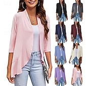 cheap Shawls-Shawls Women&#039;s Wrap Shrug Elegant Bridal 3/4 Length Sleeve Polyester Wedding Wraps With Pure Color For Party Spring &amp; Summer