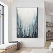 preiswerte Ölgemälde-abstraktes Skyline-Gemälde, handgemalt, extragroßes Wandkunst-Gemälde, handgemachtes blaues Landschaftsgemälde auf Leinwand, großes Wandkunst-blaues abstraktes modernes Gemälde für Schlafzimmer,