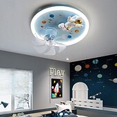 baratos Candeeiros Ventoinhas de Teto-Ventilador de teto com luz led, 1 luz, 50 cm, regulável, astronauta, acrílico, quarto de bebê, brinquedo, moderno, 110-240v, apenas regulável com controle remoto