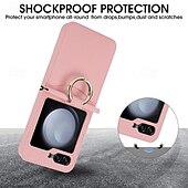levne Pouzdra pro Samsung-telefon Carcasă Pro Samsung Galaxy Z Flip 6 Z Flip 5 Z Flip 4 Z Flip 3 Zadní kryt Slot pro kartu Prstencová spona Nárazuvzdorné Retro TPU Kov PU kůže