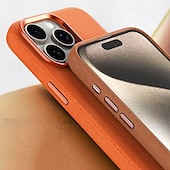 Недорогие Чехлы для iPhone-телефон Кейс для Назначение iPhone i16 15 14 Pro Max Plus 13 12 Pro Max Кейс на заднюю панель С Магсейф Поддержка беспроводной зарядки Защита от удара Ретро ТПУ Кожа PU