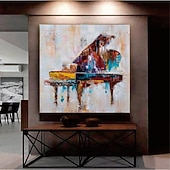 voordelige Abstracte schilderijen-piano olieverf handgeschilderde abstracte kunst geheugen rood piano schilderij muur kunst schilderij stilleven olieverf voor woonkamer slaapkamer ingang gewikkeld canvas klaar om schilderijen op te