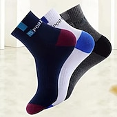 cheap Men&#039;s Socks-Men&#039;s 5 Pairs Multi Packs Socks Running Socks Casual Socks Rainbow Color Color Block Letter Sports &amp; Outdoor Daily Vacation Basic Medium Spring Fall Fashion Casual
