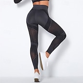 cheap Yoga Leggings &amp; Tights-Women&#039;s Yoga Pants Yoga Leggings Mesh Patchwork High Waist Yoga Gym Workout Pilates Tights Color Block Dark Grey Black Army Green Spandex Sports Activewear Stretchy Slim