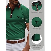 abordables Polo clásico para hombre-Hombre Camisetas polo Camiseta de golf Casual Deportes Cuello polo acanalado Manga Corta Moda Básico Bloque de color Vaca Retazos Bordado Verano Ajuste regular Amarillo Rojo Azul Piscina Verde Trébol