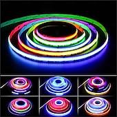 abordables Bandes lumineuses cob-Bande lumineuse LED COB étanche, bande IC intelligente RVB 16 pieds 5 m DC 24 V flexible LED ruban lumineux ws2811 ruban RVB adressable adapté aux projets d&#039;éclairage de fête/maison (à l&#039;exclusion de l&#039;alimentation et du contrôleur)