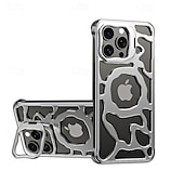 お買い得  iPhone用ケース-電話 ケース 用途 iPhone 16 Proマックス iPhone15 iPhone 14 Pro Max iPhone 13 Pro Max バックカバー 磁気吸着ケース バンパーフレーム スタンド付き 磁石バックル ワイヤレス充電をサポート メタル