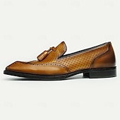 billiga Premium läder Loafers-tofsloafers i premiumkoskinn för män – perforerade vintageklänningsskor för högtidliga tillfällen