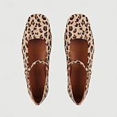 cheap Women&#039;s Flats-Women&#039;s Leopard Print Mary Jane Flats - Stylish Square Toe Flats with Adjustable Ankle Strap