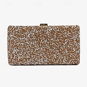 cheap Clutches &amp; Evening Bags-Chic Glitter Evening Clutch with Chain Strap - Elegant Women&#039;s Sparkle Party Purse