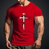 Homme Foi T-shirt 100% Coton Manche Courte Graphique Chemise Rouge T-shirt confortable Sport en Plein Air Fête Vêtements de créateurs de mode