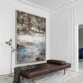 voordelige Olieverfschilderijen-minimalistisch abstract bergschilderij handgeschilderd extra groot landschap folie schilderij muur kunst grijs goud canvas schilderij op canvas grote muur kunst abstract schilderij voor woonkamer