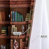 preiswerte Blackout -Vorhang-Vintage Bücherregal Verdunkelungsvorhänge Türisolierung Außenbalkon Rest Wohnzimmer Wohndekoration 2-teiliges Set mit 3D-Digitaldruck perforiert