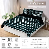 billige Dynetrekk sett-3d honeycomb 3-delt dundynetrekk for hotellsengesett for hjemmet komfortabelt trekk mykt og lett ultrafint fiber 1 dundynetrekk 2 putevar stort sengesett