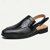 billiga Kjol sandaler-Herr Sandaler Romerska skor PU Läder Andningsfunktion Bekväm Halksäker Spänne Svart Vit