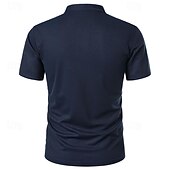 cheap Sports-Men&#039;s Golf Shirt Golf Polo Work Casual Stand Collar Short Sleeve Basic Modern Color Block Patchwork Button Spring &amp; Summer Regular Fit Wine Pink Navy Blue Green Golf Shirt