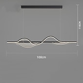 economico Luci a sospensione-lampada a sospensione a led lampade a sospensione lineari dimmerabili a striscia lunga lampade a sospensione in metallo bianco con paralume in acrilico 1 luce 100 cm caffè da cucina 110-240v solo