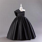 abordables Robes à Fleurs pour Filles-Robe de Demoiselle d&#039;Honneur Fille Fille Robe Robe de fête Utilisation Mariage Soirée Elégant du quotidien Plissé Couleur unie Sans Manches Col Ras du Cou Noir Rouge 3-13 ans