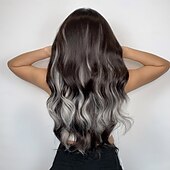 voordelige Synthetische trendy pruiken-Synthetische pruiken Uniformen carrière Kostuums Prinses Gekruld Golvend Middelste stuk Gelaagd kapsel Machinegemaakt Pruik 66.0 cm Donker Bruin Synthetisch haar Dames Cosplay Feest Modieus