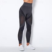 cheap Yoga Leggings &amp; Tights-Women&#039;s Yoga Pants Yoga Leggings Mesh Patchwork High Waist Yoga Gym Workout Pilates Tights Color Block Dark Grey Black Army Green Spandex Sports Activewear Stretchy Slim