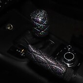 ieftine Husă Volan-fyautoper flash set de frâne de mână matlasate cu aur, asemănător unui diamant, set de viteze, set de mânere cu cap circular din două piese