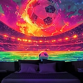 billiga Semestertapeter-uefa euro 2024 blacklight gobeläng uv reaktivt sken i mörkret majestätisk stadion fotboll trippy dimmigt hängande gobeläng väggkonst väggmålning för vardagsrummet sovrum