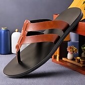 お買い得  バケーションサンダル-男性用 サンダル スリッパ＆フリップ・フロップ フラットサンダル マイクロファイバー 高通気性 快適 すべり止め ローファー ブラック 褐色 カーキ色