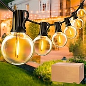 cheap Plug String Lights-UL Certified Outdoor LED Bulb String Lights 98ft 30m String Lights Outdoor with Shatterproof G40 LED Bulbs Waterproof Hanging Patio Lighting for Christmas Patio House Backyard Balcony Party