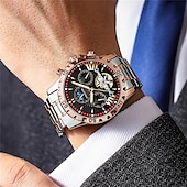 economico Orologi meccanici-poedagar orologio meccanico da uomo orologio da polso casual alla moda orologio automatico a carica automatica con fasi lunari luminoso orologio in acciaio impermeabile