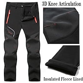 cheap Bottoms-Men&#039;s Fleece Lined Pants Waterproof Hiking Pants Trousers Softshell Pants Winter Outdoor Thermal Warm Windproof Breathable Elastic Waist Fleece Bottoms Army Navy Grey Black Hunting Fishing Skiing
