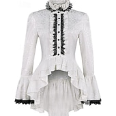 お買い得  トップス-ロココ調 ヴィクトリアン 中世 ブラウス / シャツ ゴスガール 紳士 レース ラッフル 女性用 王立 スチームパンク ハロウィーン カーニバル マスカレード デイリーウェア 成人 ブラウス
