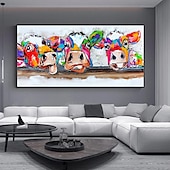 cheap Oil Paintings-Mintura Handmade Abstract Cow Aniaml Oil Paintings On Canvas Wall Art Decoration Modern Cartoon Picture For Home Decor Rolled Frameless Unstretched Painting