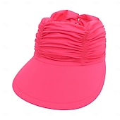preiswerte Heizen und Kühlen-Modischer, einfarbiger UV-Sonnenschutz für Damen mit breiter Krempe, Visier, modischer Aufdruck, geraffter Sonnenschutz, leerer Sommer-Strandhut