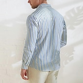 preiswerte Herren Elite Hemden-Herren Hemd Sommerhemd Freizeithemd Knopfhemd Schwarz Blau Langarm Streifen Revers Urlaub Alltagskleidung Bekleidung Baumwolle 100% Baumwolle Mode Hawaiianisch Lässig